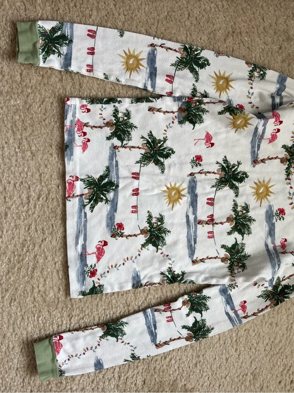 Size 8 Burts Bees Beach Christmas Flamingo Pajama Set